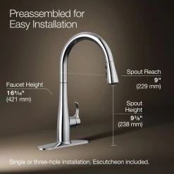 Touchless pull-down kitchen sink faucet with three-function sprayhead^Kohler Clearance