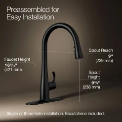 Touchless pull-down kitchen sink faucet with three-function sprayhead^Kohler Clearance