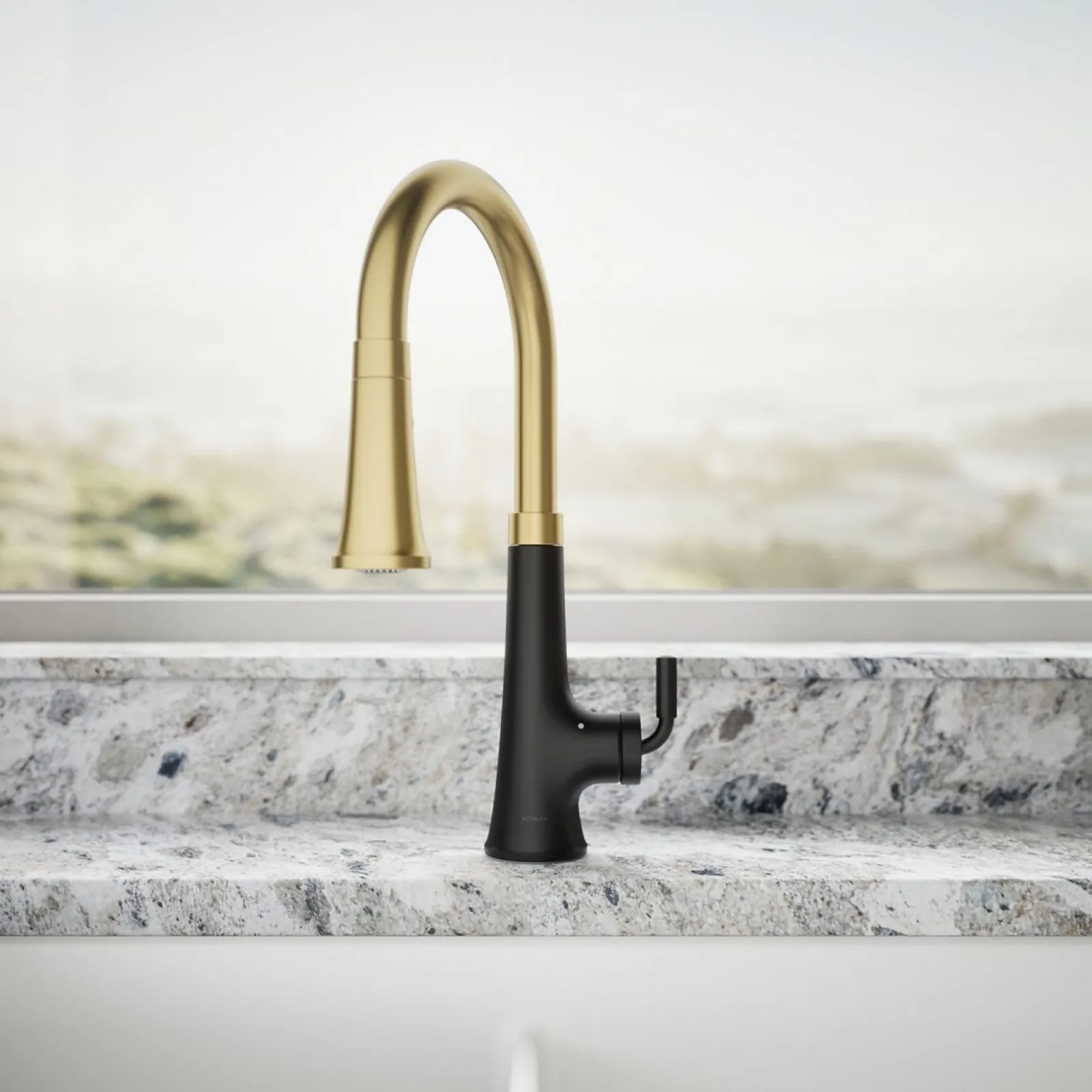 Touchless pull-down kitchen sink faucet with three-function sprayhead^Kohler