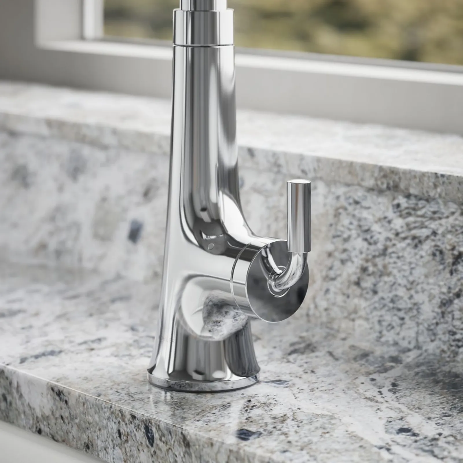 Touchless pull-down kitchen sink faucet with three-function sprayhead^Kohler