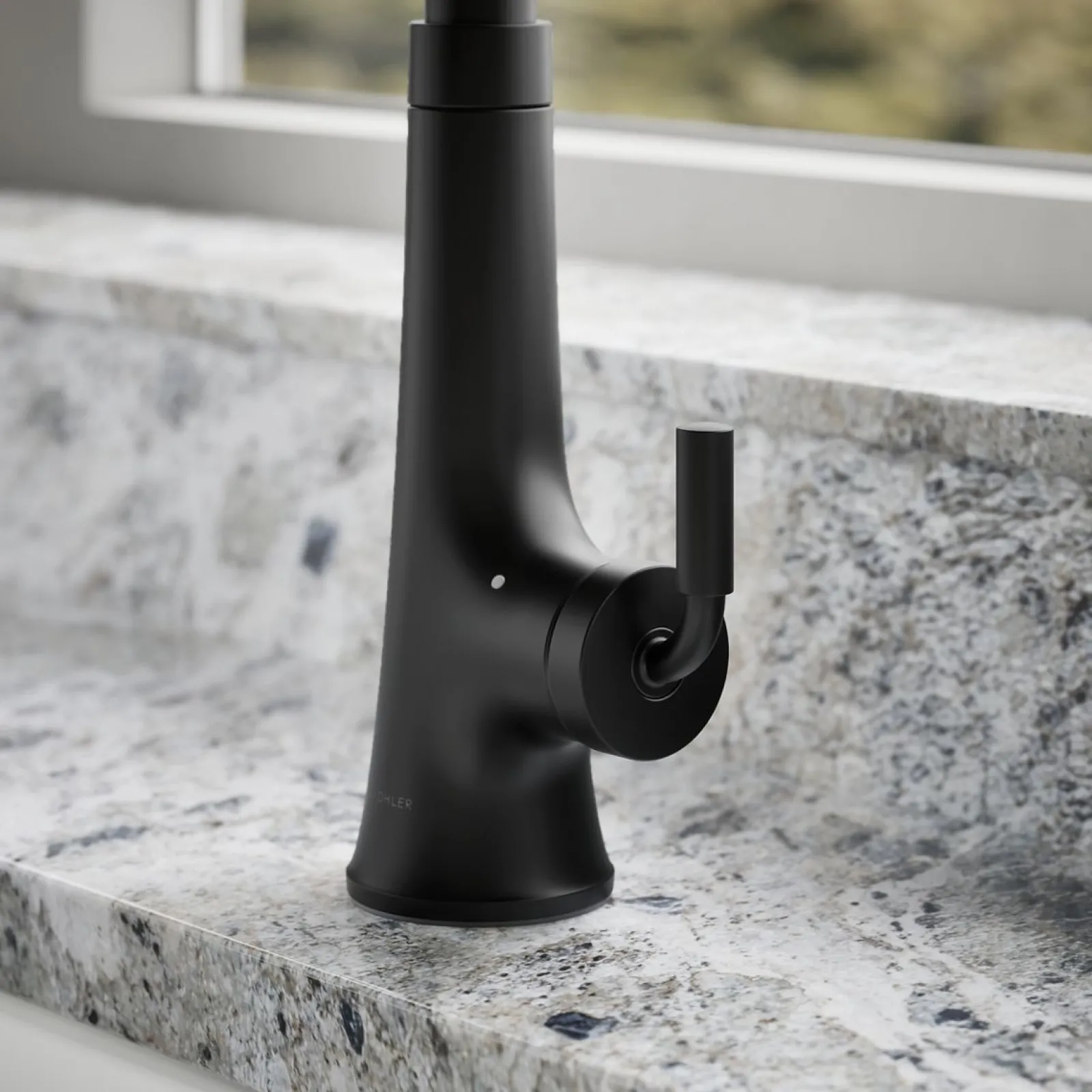 Touchless pull-down kitchen sink faucet with three-function sprayhead^Kohler