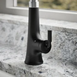 Touchless pull-down kitchen sink faucet with three-function sprayhead^Kohler