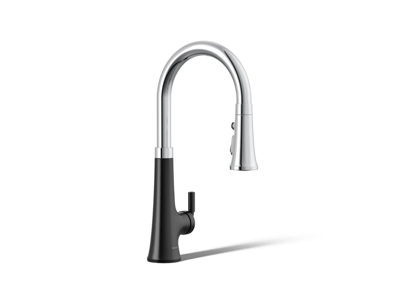 Touchless pull-down kitchen sink faucet with three-function sprayhead^Kohler