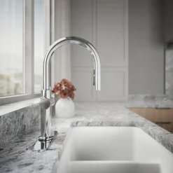 Touchless pull-down kitchen sink faucet with three-function sprayhead^Kohler Sale
