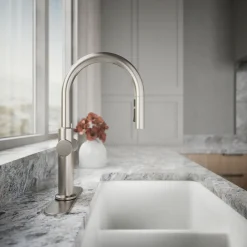 Touchless pull-down kitchen sink faucet with three-function sprayhead^Kohler Sale