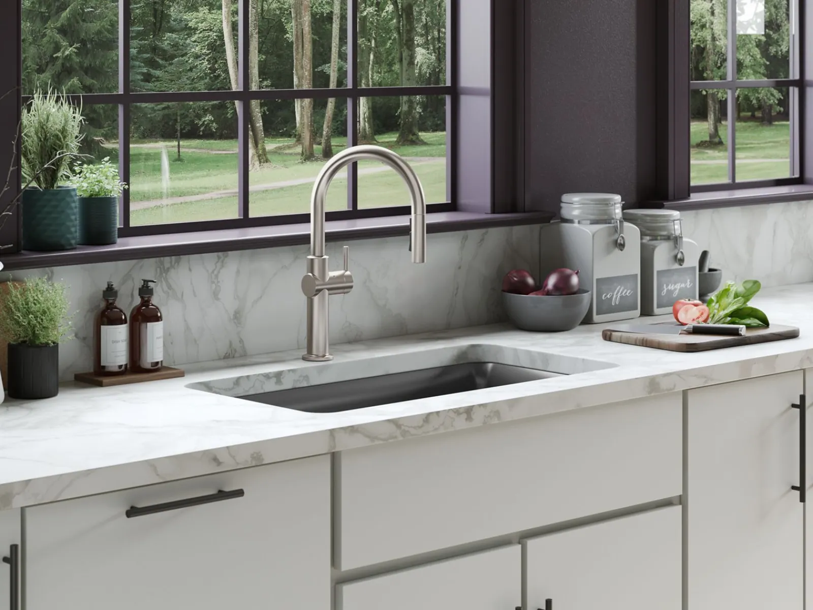 Touchless pull-down kitchen sink faucet with three-function sprayhead^Kohler Sale