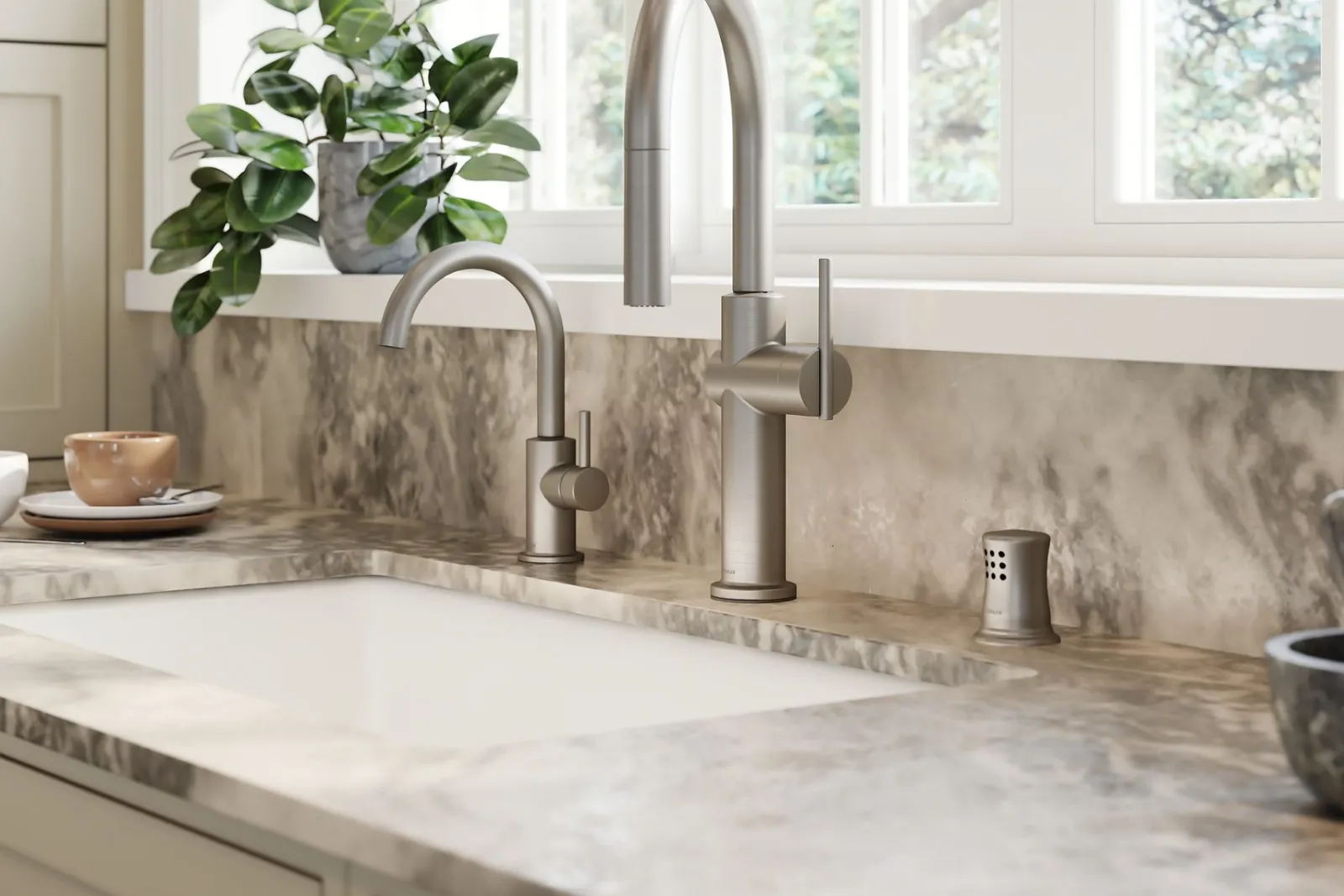 Touchless pull-down kitchen sink faucet with three-function sprayhead^Kohler Sale