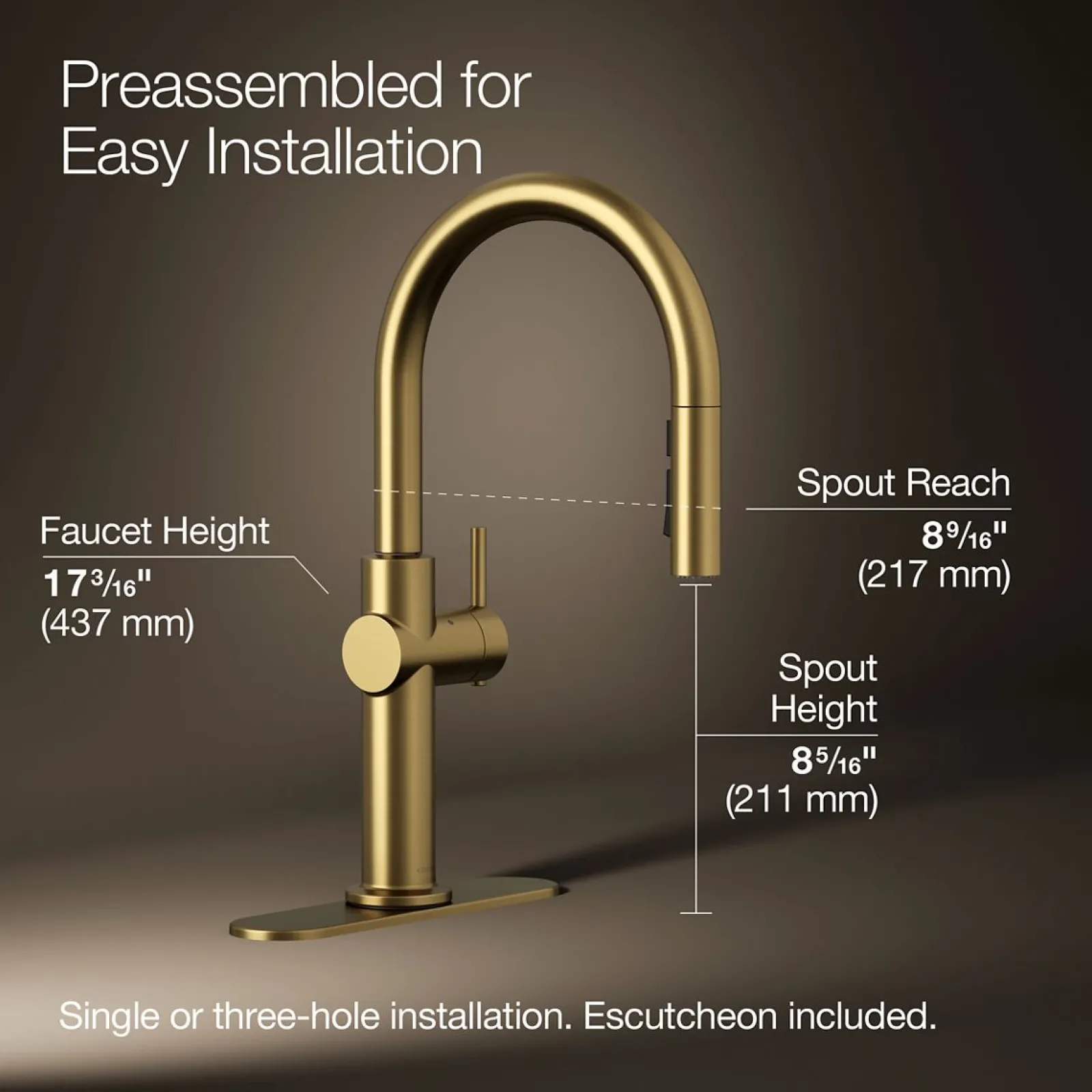 Touchless pull-down kitchen sink faucet with three-function sprayhead^Kohler Sale