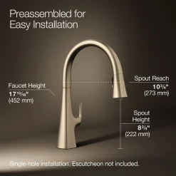 Touchless pull-down kitchen sink faucet with three-function sprayhead^Kohler