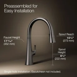 Touchless pull-down kitchen sink faucet with three-function sprayhead^Kohler