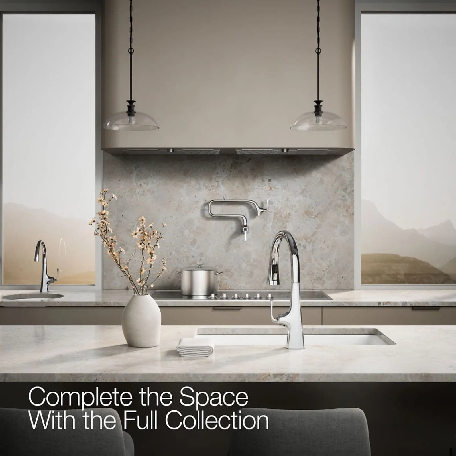 Touchless pull-down kitchen sink faucet with three-function sprayhead^Kohler