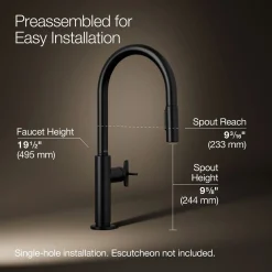Touchless pull-down kitchen sink faucet with two-function sprayhead^Kohler Hot