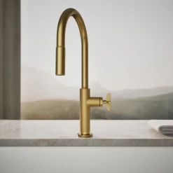 Touchless pull-down kitchen sink faucet with two-function sprayhead^Kohler Hot