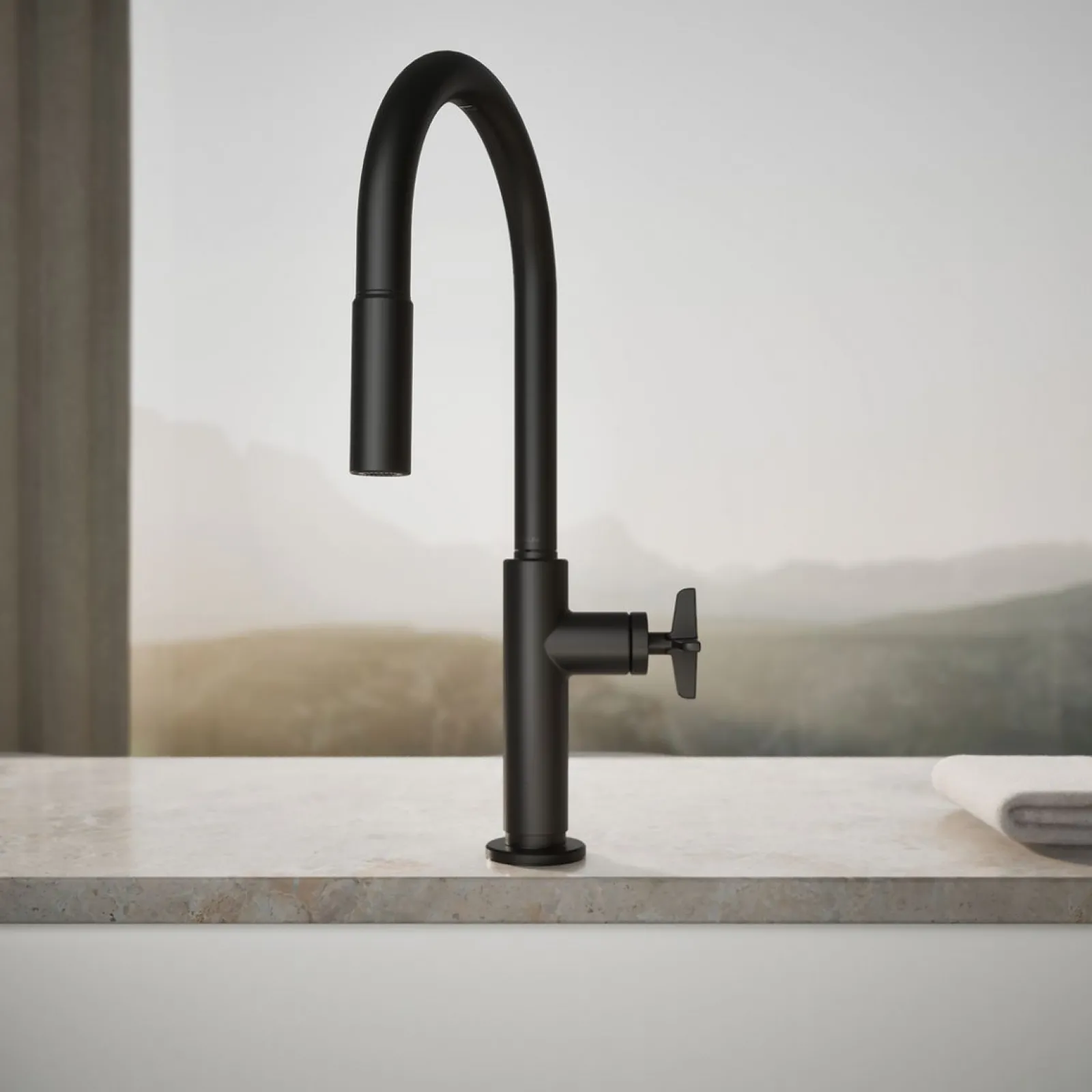 Touchless pull-down kitchen sink faucet with two-function sprayhead^Kohler Hot