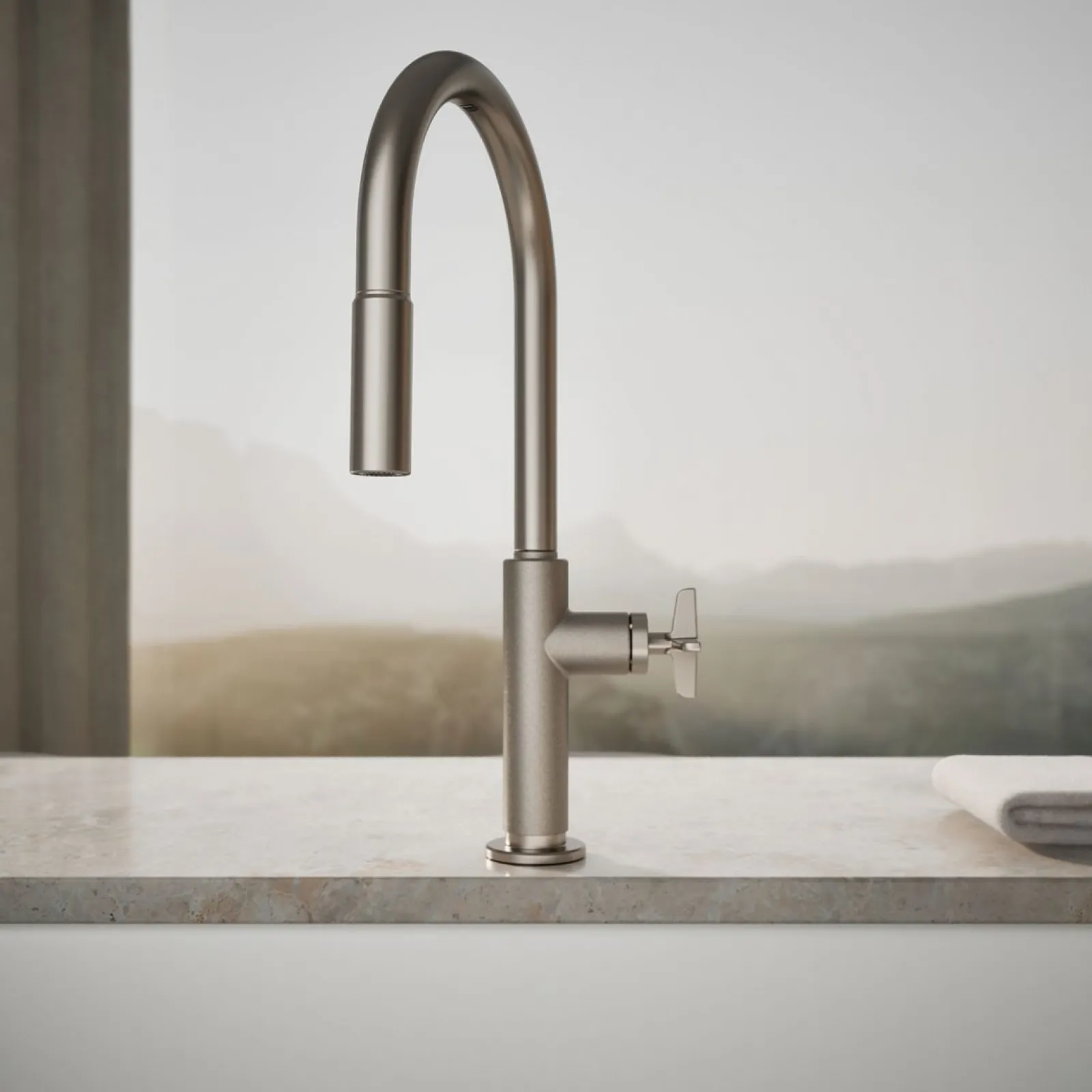 Touchless pull-down kitchen sink faucet with two-function sprayhead^Kohler Hot