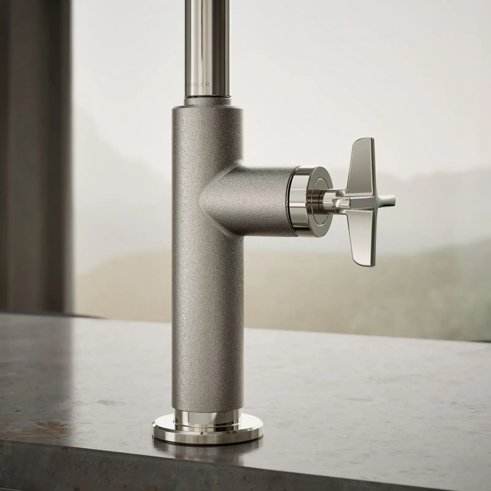 Touchless pull-down kitchen sink faucet with two-function sprayhead^Kohler Hot