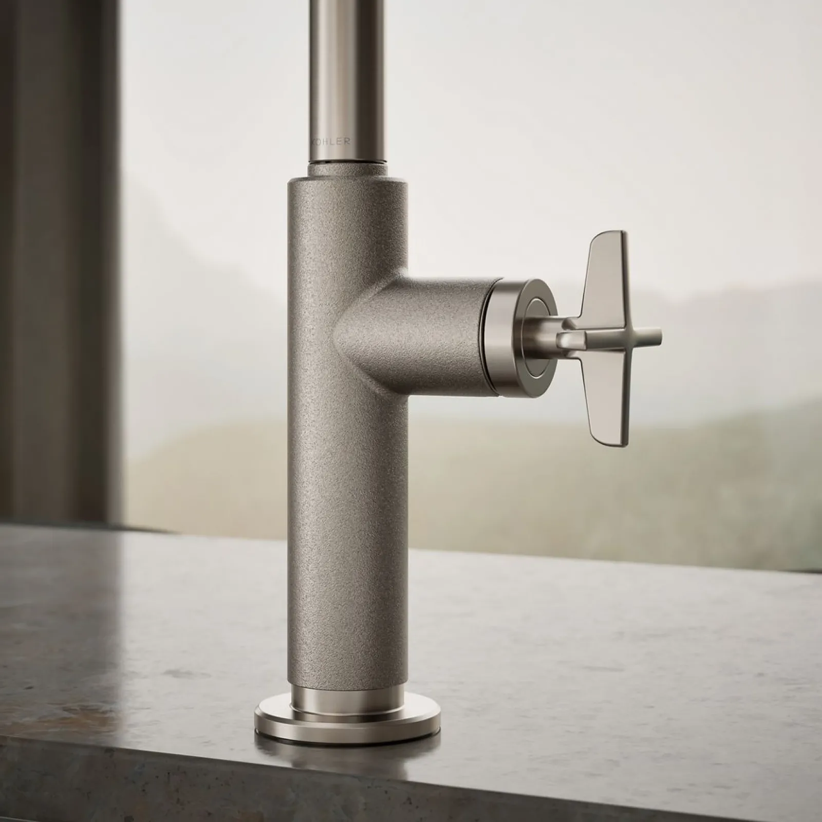 Touchless pull-down kitchen sink faucet with two-function sprayhead^Kohler Hot