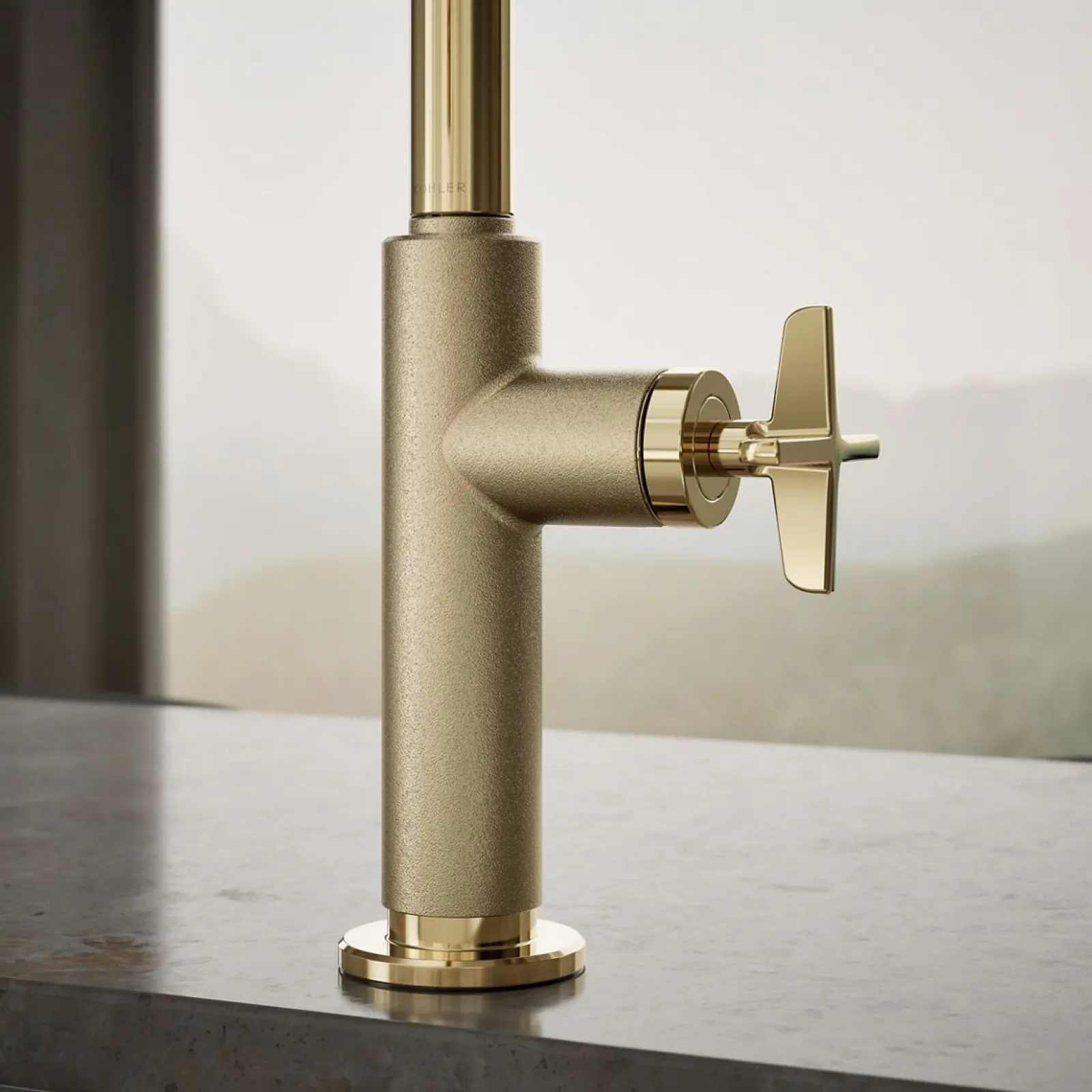 Touchless pull-down kitchen sink faucet with two-function sprayhead^Kohler Hot