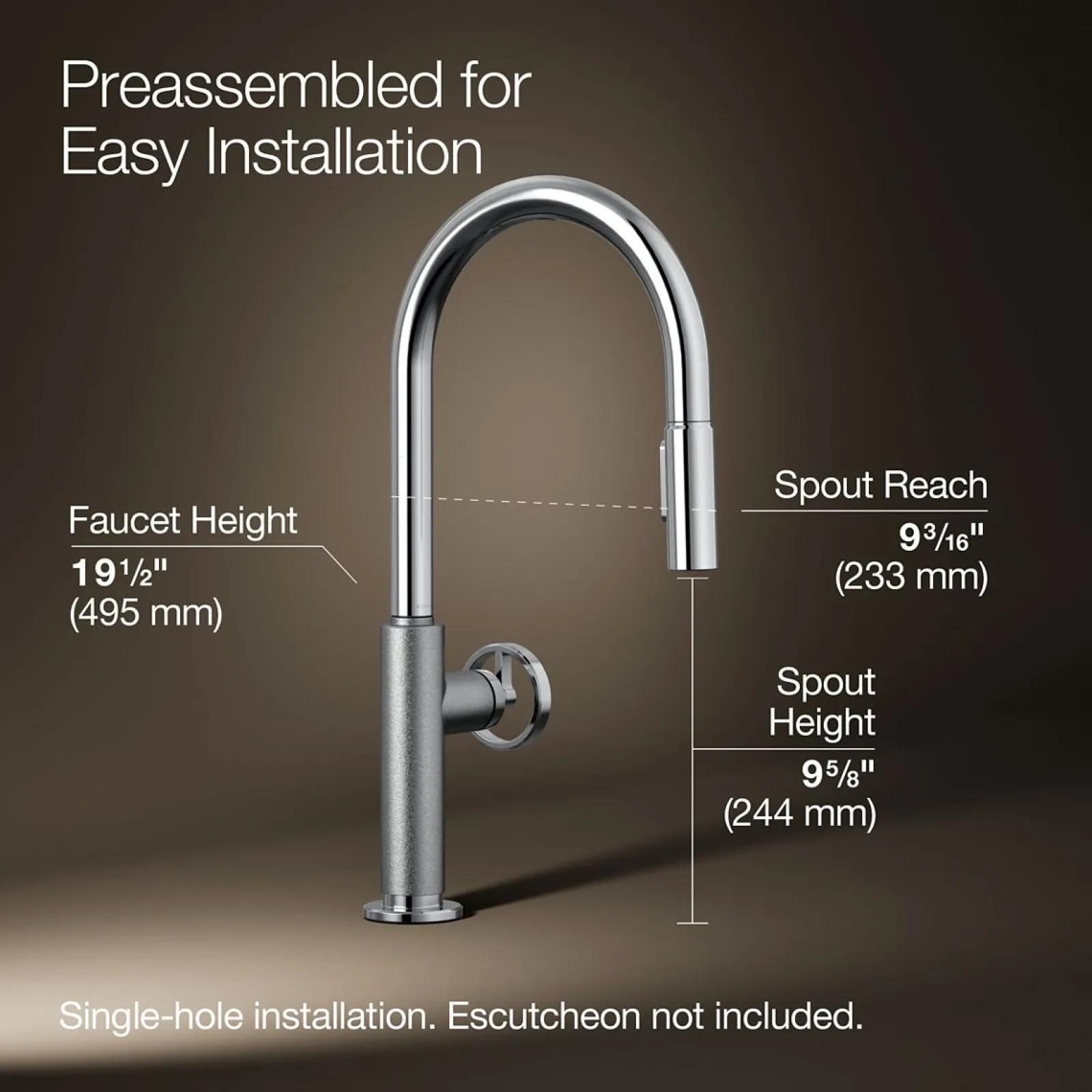 Touchless pull-down kitchen sink faucet with two-function sprayhead^Kohler Online