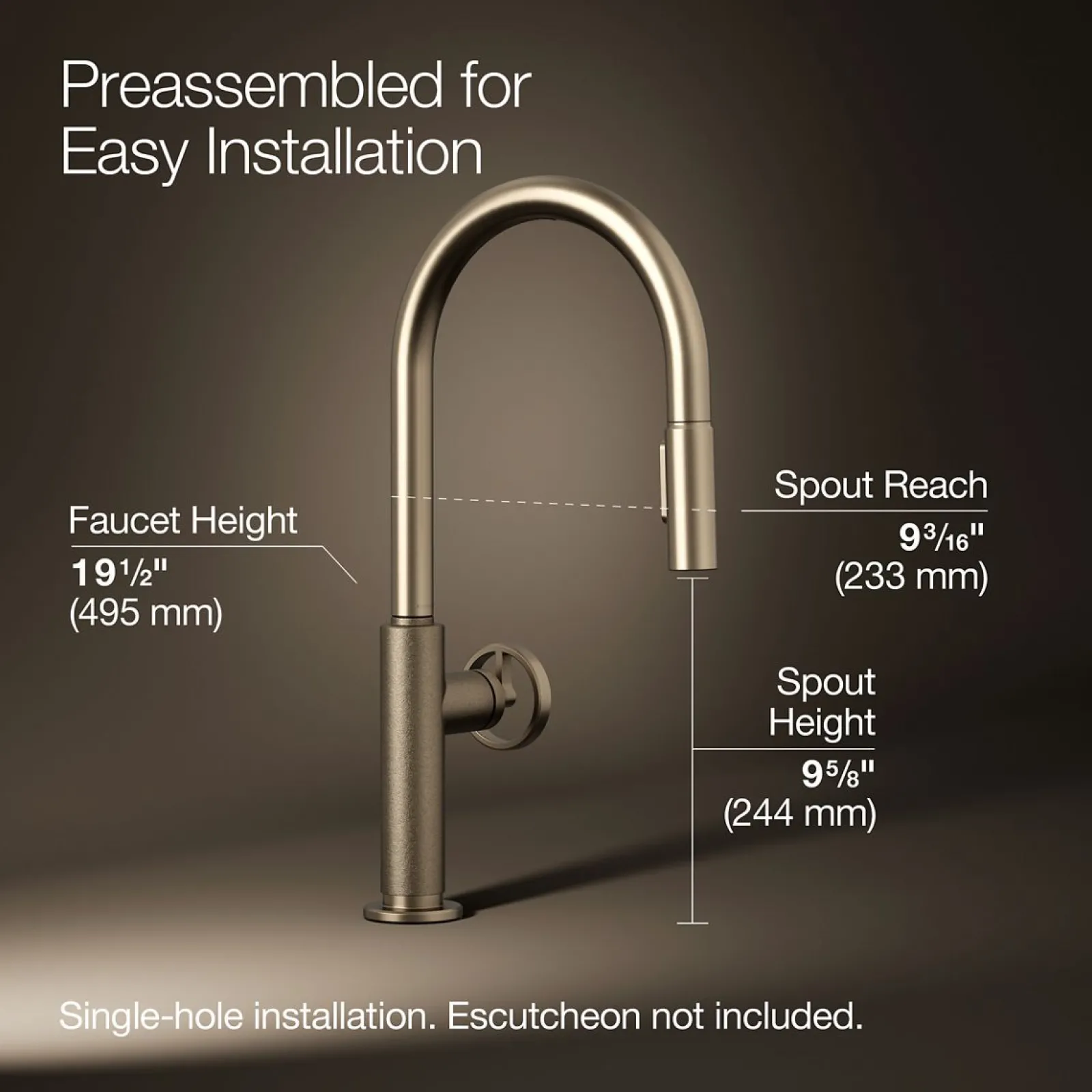 Touchless pull-down kitchen sink faucet with two-function sprayhead^Kohler Online