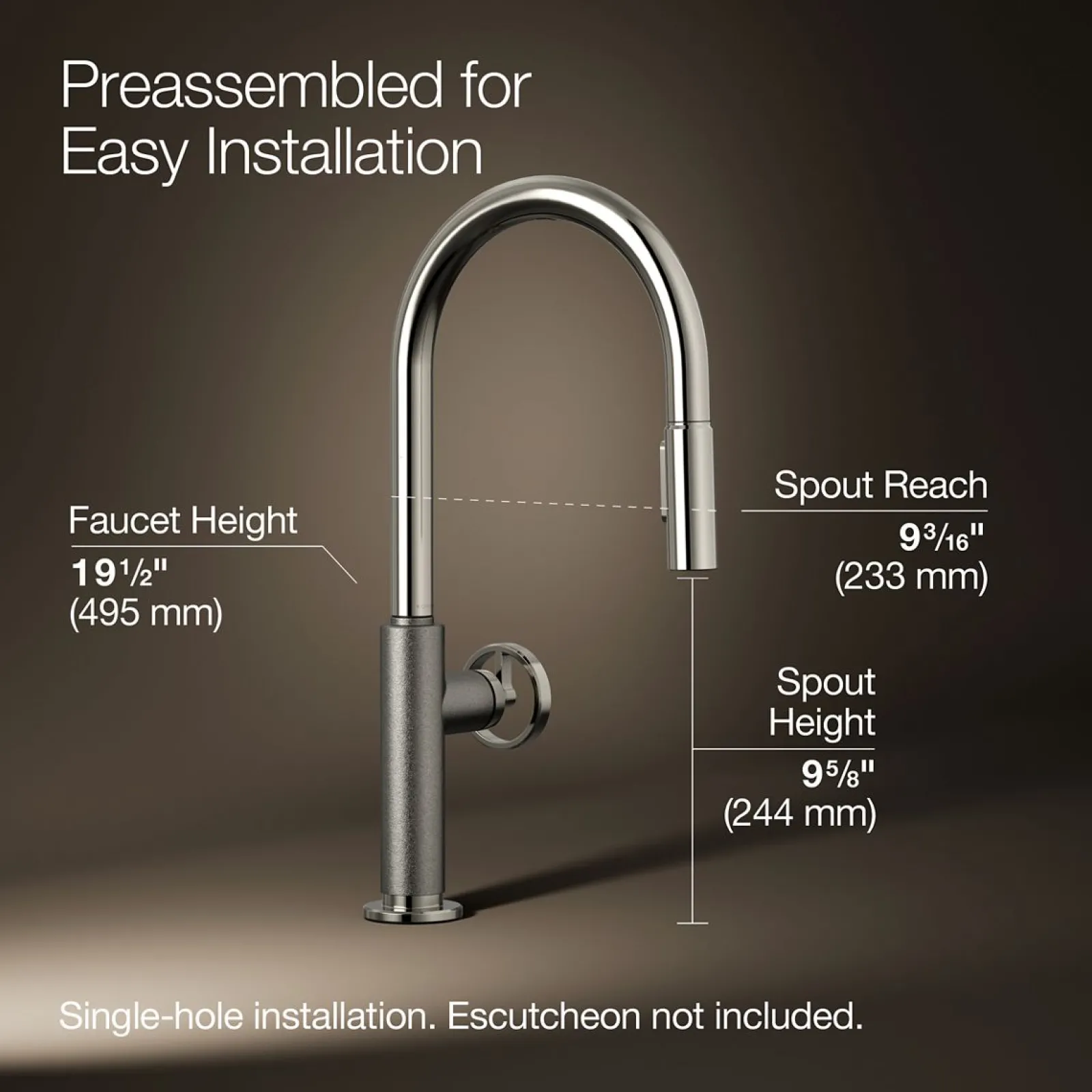 Touchless pull-down kitchen sink faucet with two-function sprayhead^Kohler Online