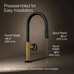 Touchless pull-down kitchen sink faucet with two-function sprayhead^Kohler Online