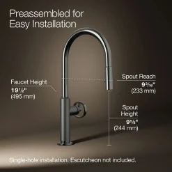 Touchless pull-down kitchen sink faucet with two-function sprayhead^Kohler Online