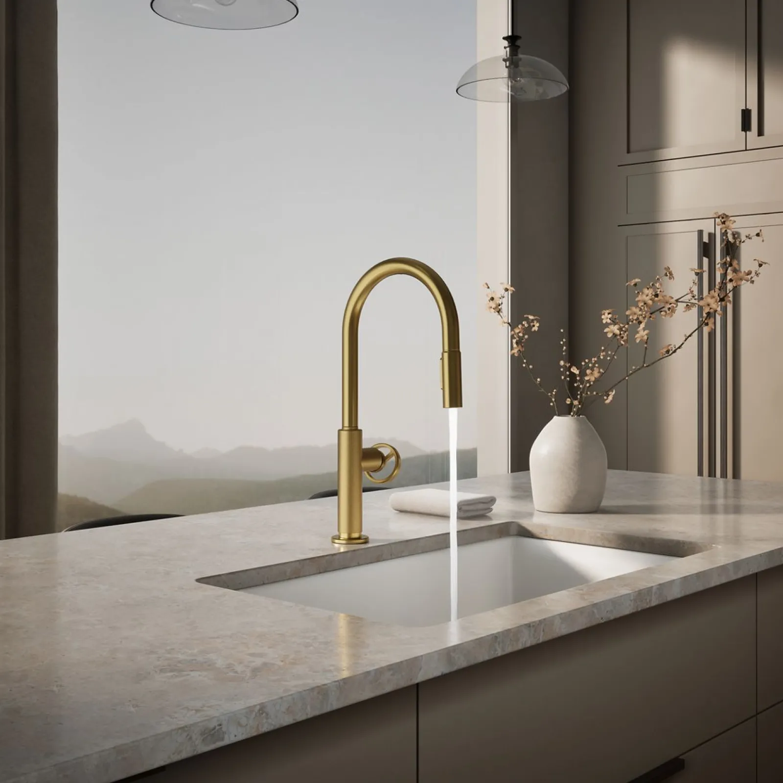 Touchless pull-down kitchen sink faucet with two-function sprayhead^Kohler Online