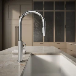 Touchless pull-down kitchen sink faucet with two-function sprayhead^Kohler Online