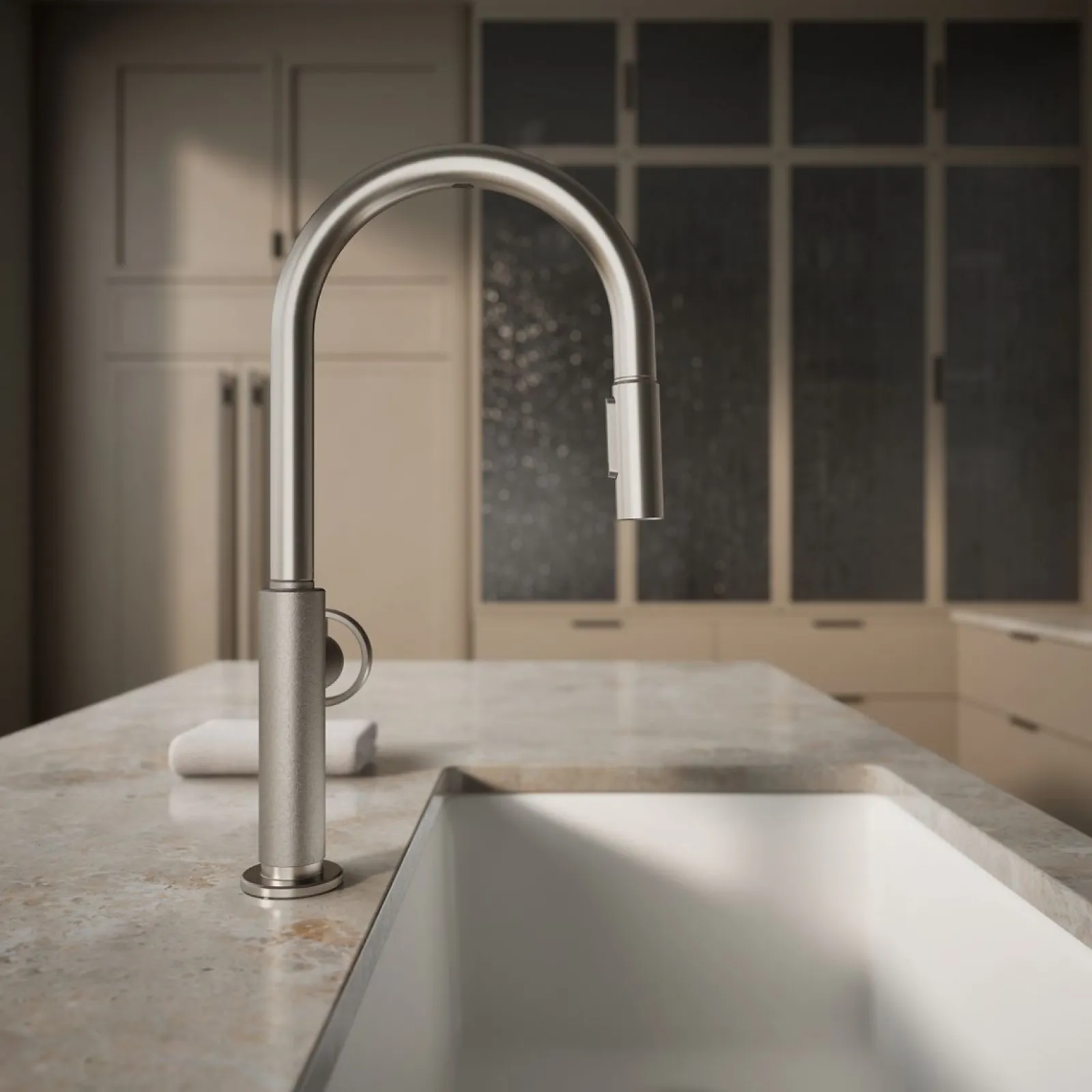 Touchless pull-down kitchen sink faucet with two-function sprayhead^Kohler Online