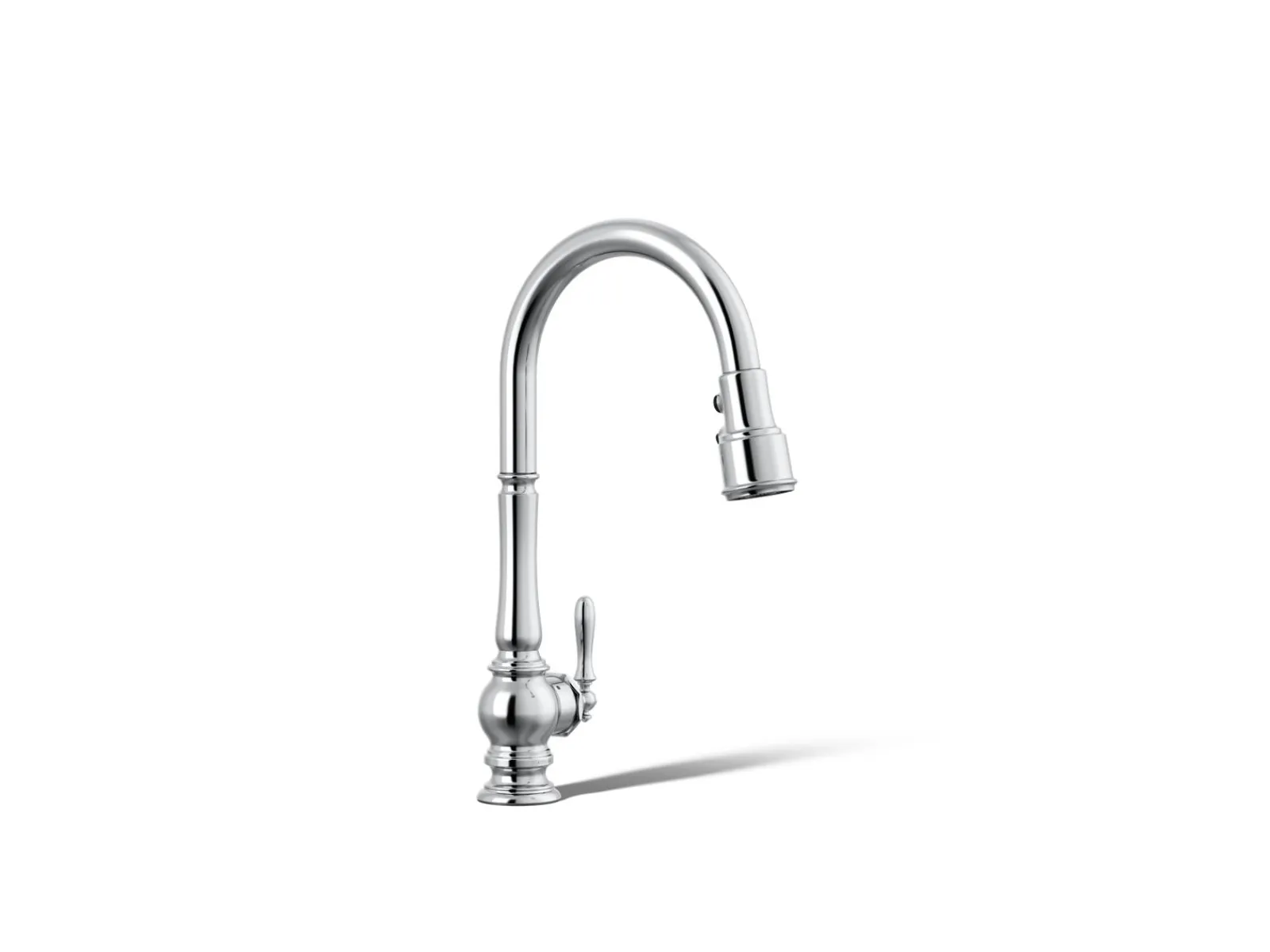 Touchless pull-down kitchen sink faucet with three-function sprayhead^Kohler