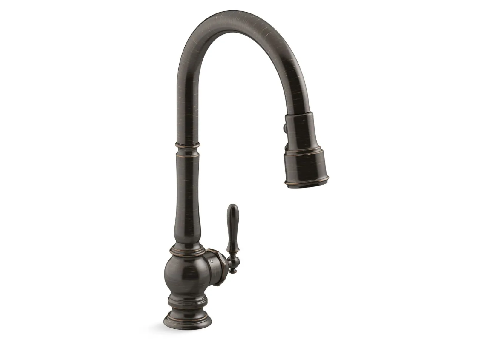 Touchless pull-down kitchen sink faucet with three-function sprayhead^Kohler