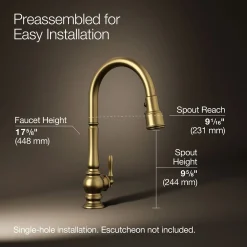 Touchless pull-down kitchen sink faucet with three-function sprayhead^Kohler