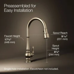 Touchless pull-down kitchen sink faucet with three-function sprayhead^Kohler