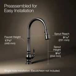 Touchless pull-down kitchen sink faucet with three-function sprayhead^Kohler