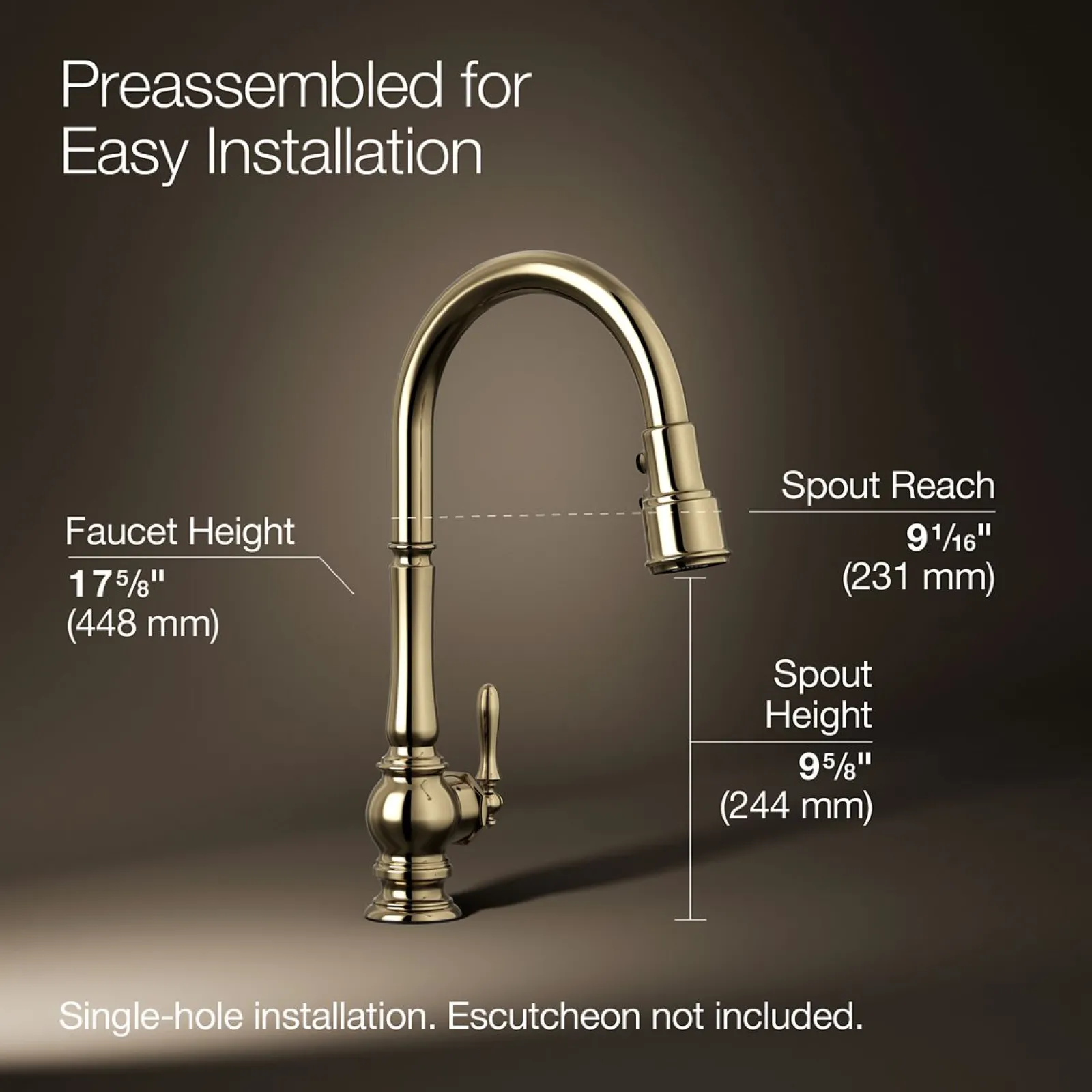 Touchless pull-down kitchen sink faucet with three-function sprayhead^Kohler