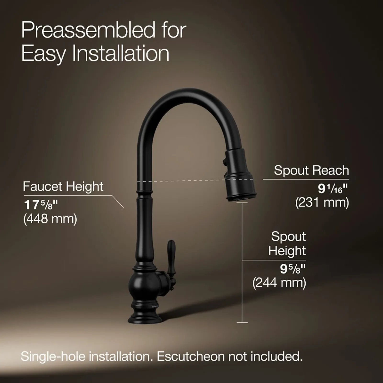 Touchless pull-down kitchen sink faucet with three-function sprayhead^Kohler