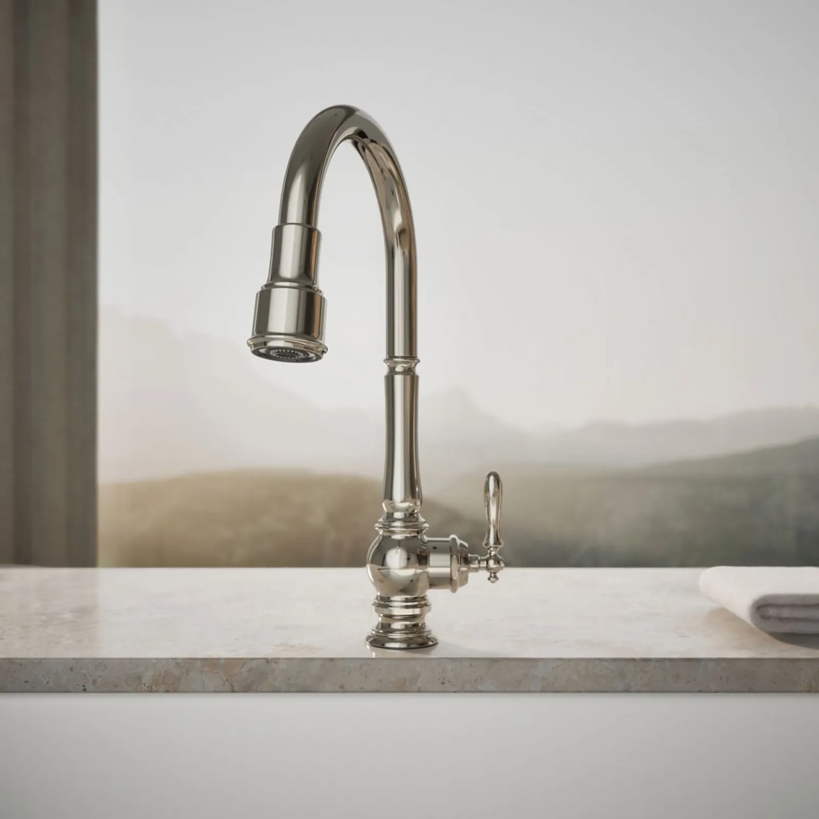 Touchless pull-down kitchen sink faucet with three-function sprayhead^Kohler