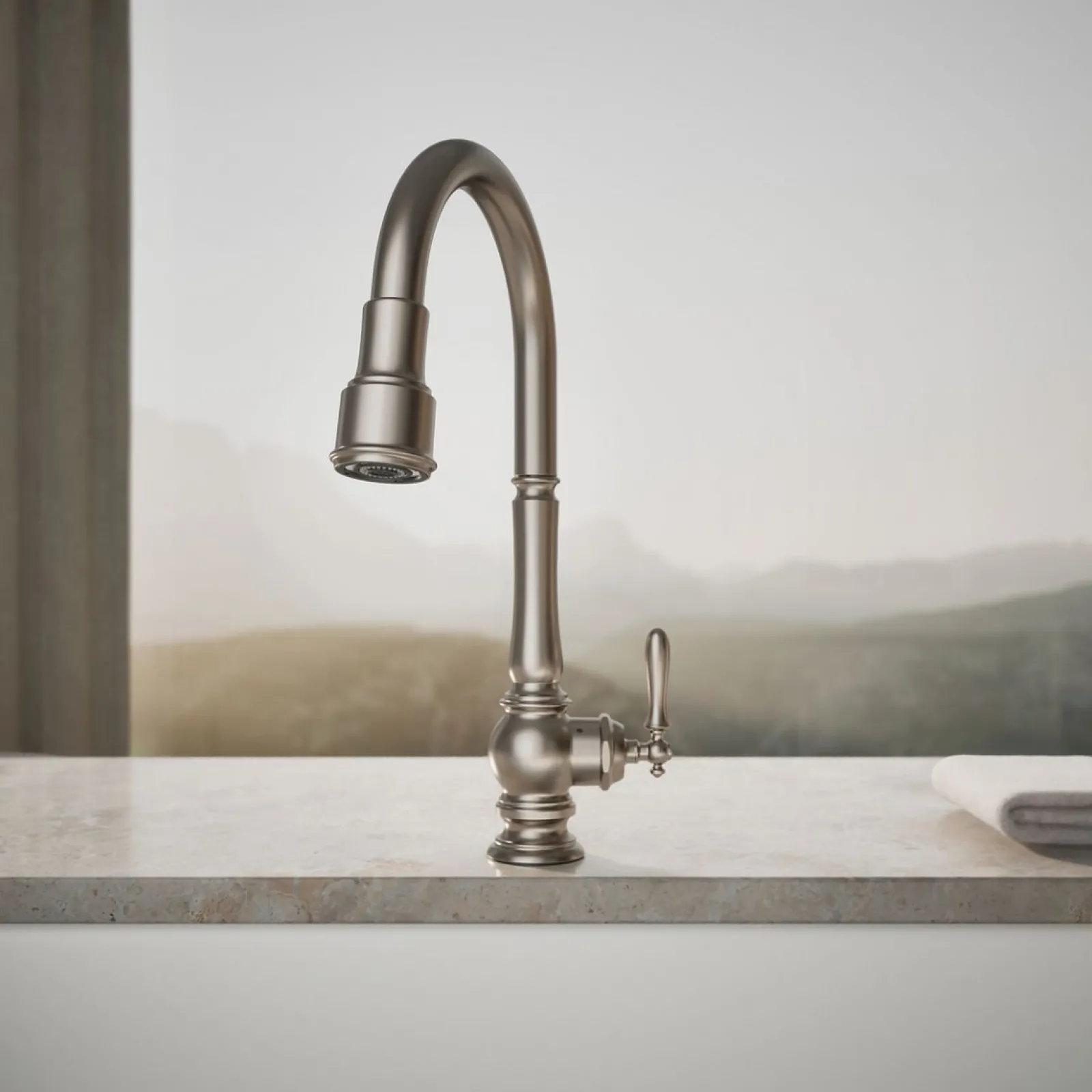Touchless pull-down kitchen sink faucet with three-function sprayhead^Kohler