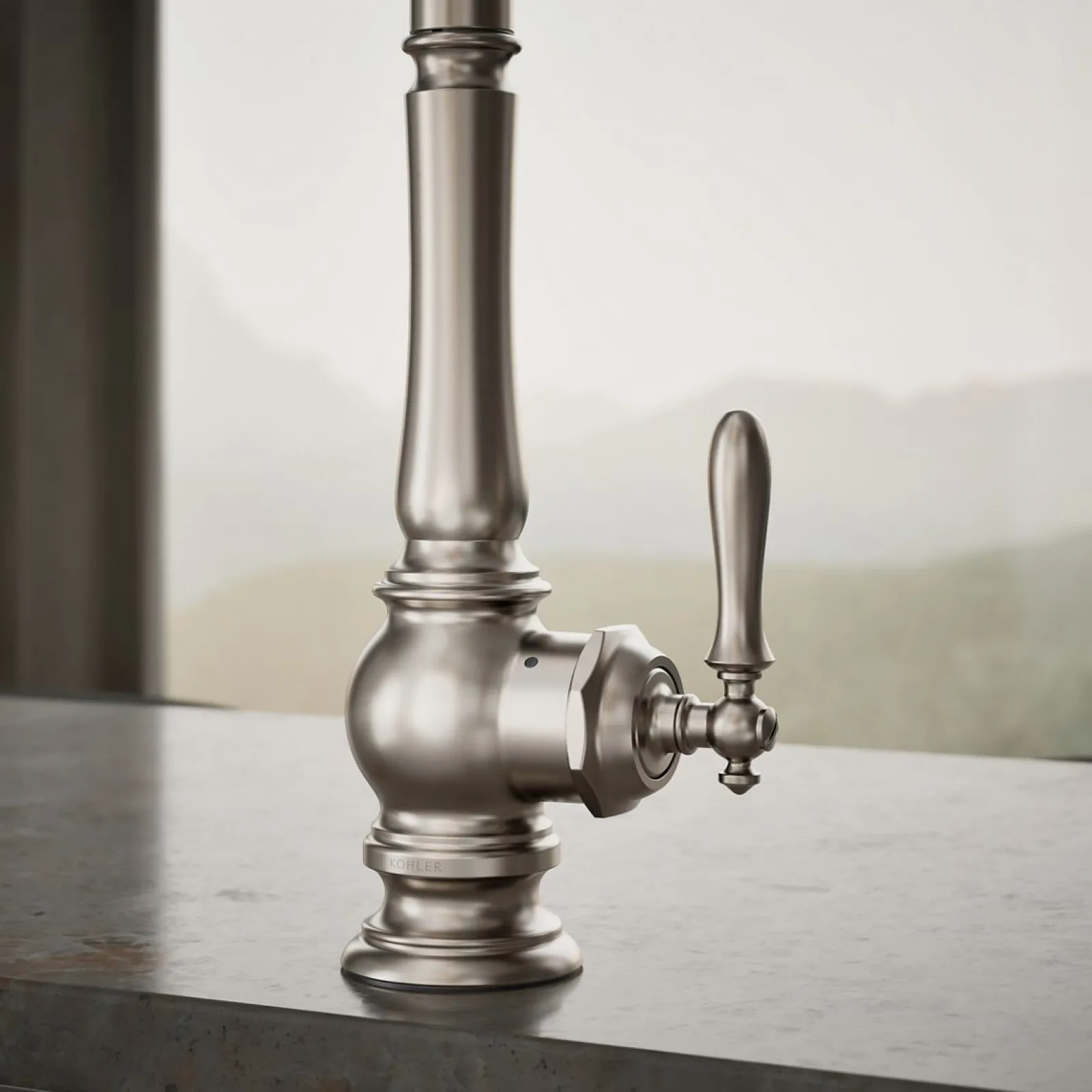 Touchless pull-down kitchen sink faucet with three-function sprayhead^Kohler