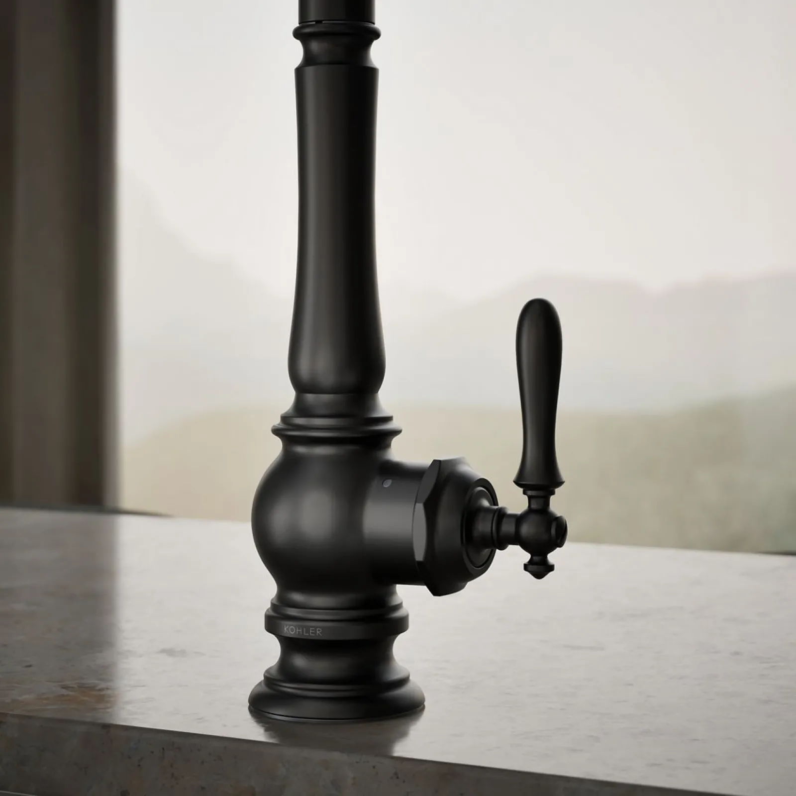 Touchless pull-down kitchen sink faucet with three-function sprayhead^Kohler