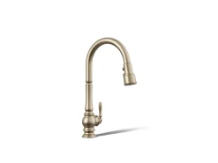 Touchless pull-down kitchen sink faucet with three-function sprayhead^Kohler