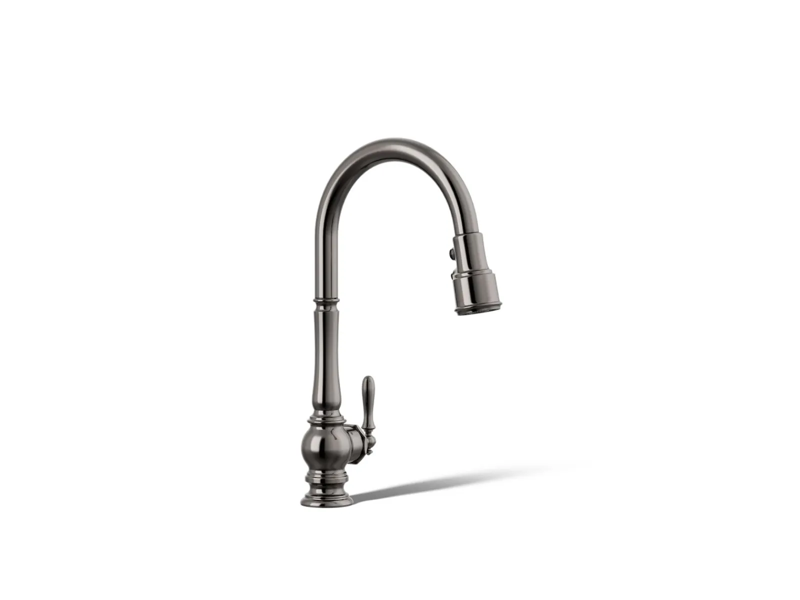 Touchless pull-down kitchen sink faucet with three-function sprayhead^Kohler