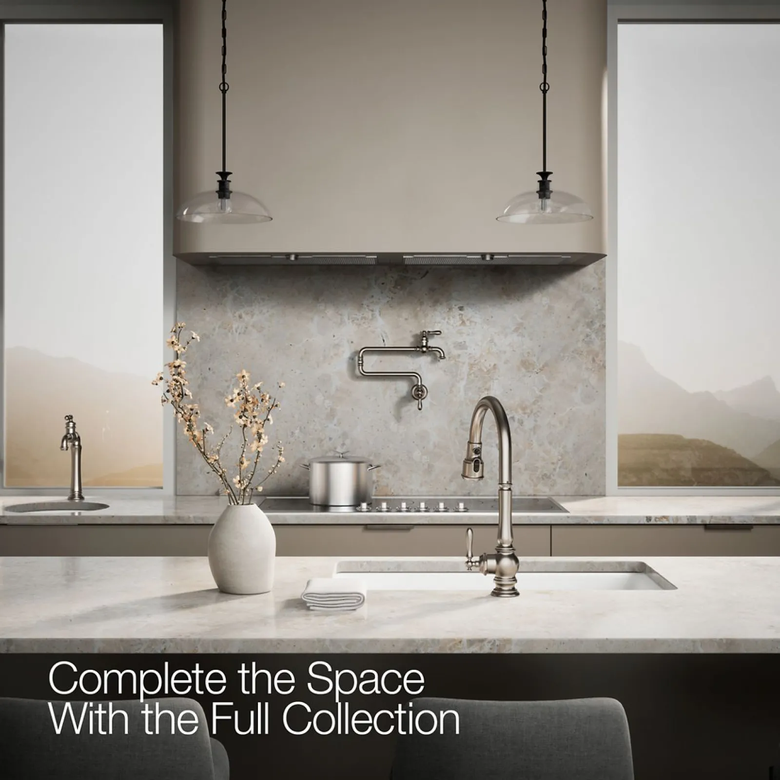 Touchless pull-down kitchen sink faucet with three-function sprayhead^Kohler