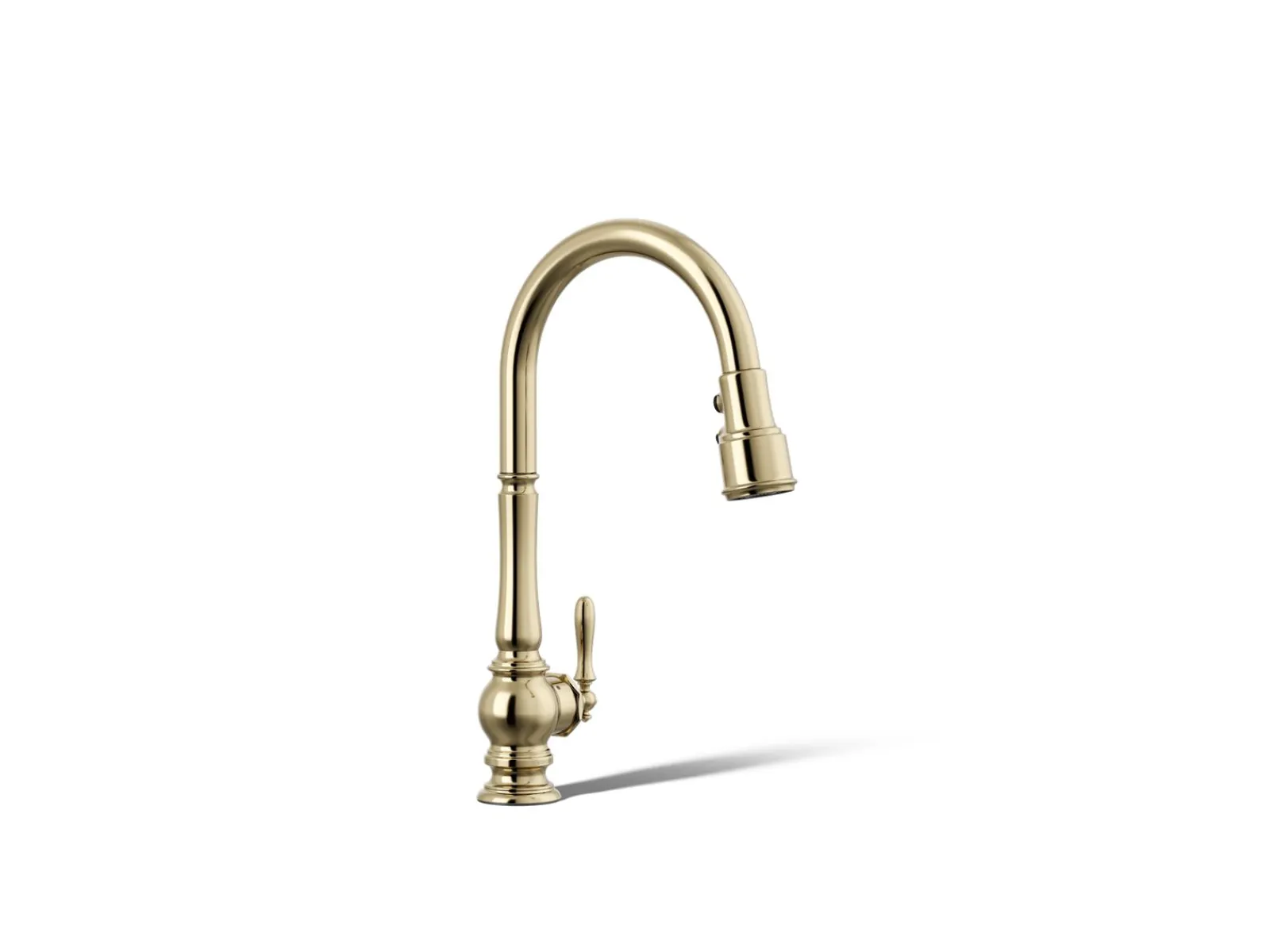 Touchless pull-down kitchen sink faucet with three-function sprayhead^Kohler
