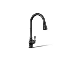Touchless pull-down kitchen sink faucet with three-function sprayhead^Kohler