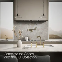 Two-hole bridge kitchen sink faucet with side sprayer^Kohler Hot