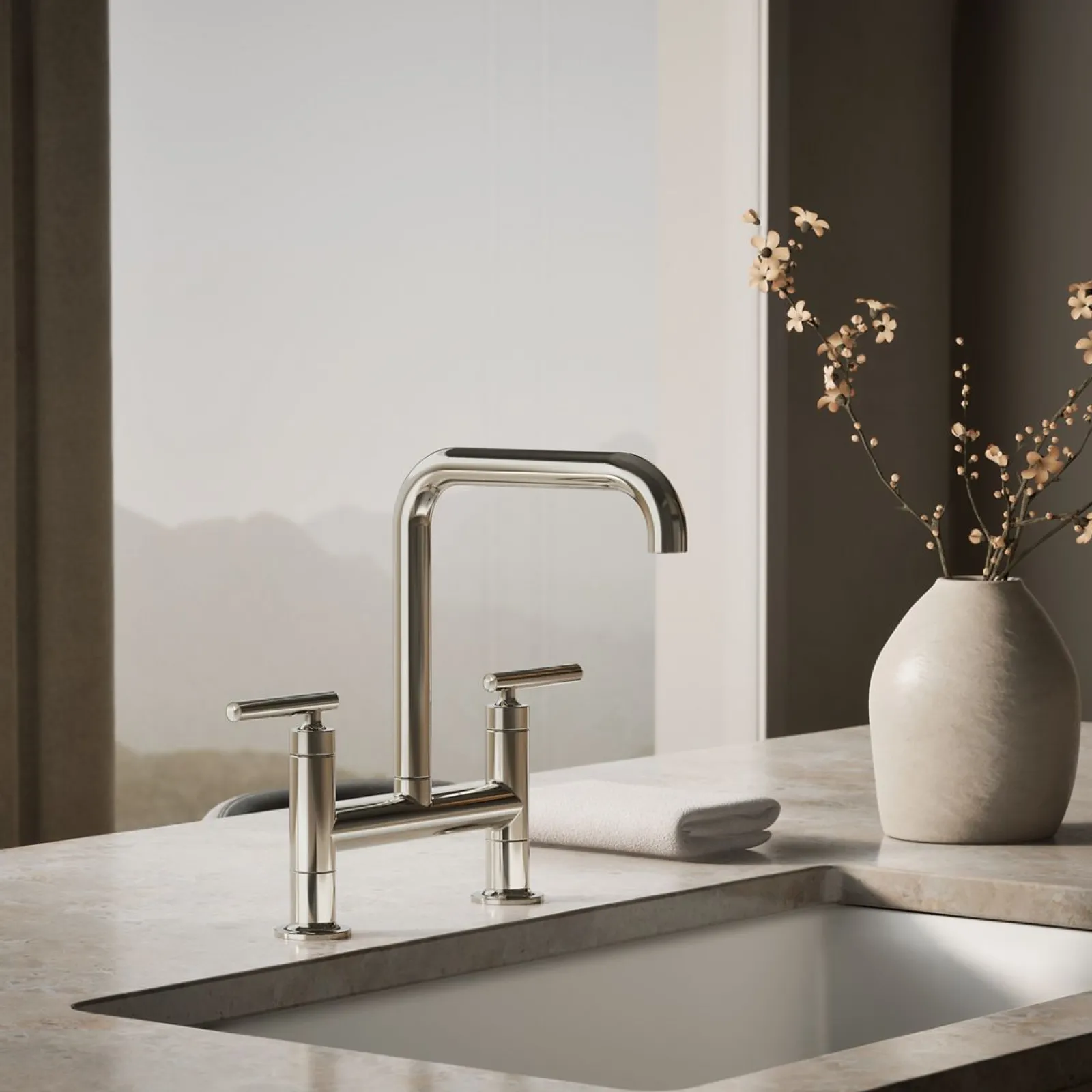 Two-hole bridge kitchen sink faucet^Kohler Discount