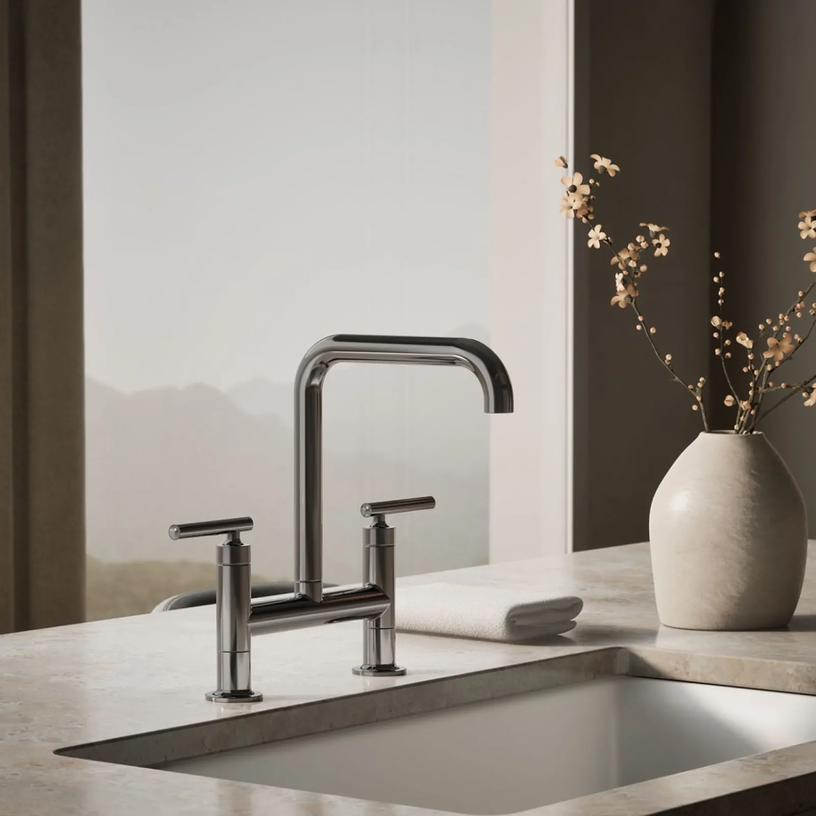 Two-hole bridge kitchen sink faucet^Kohler Discount