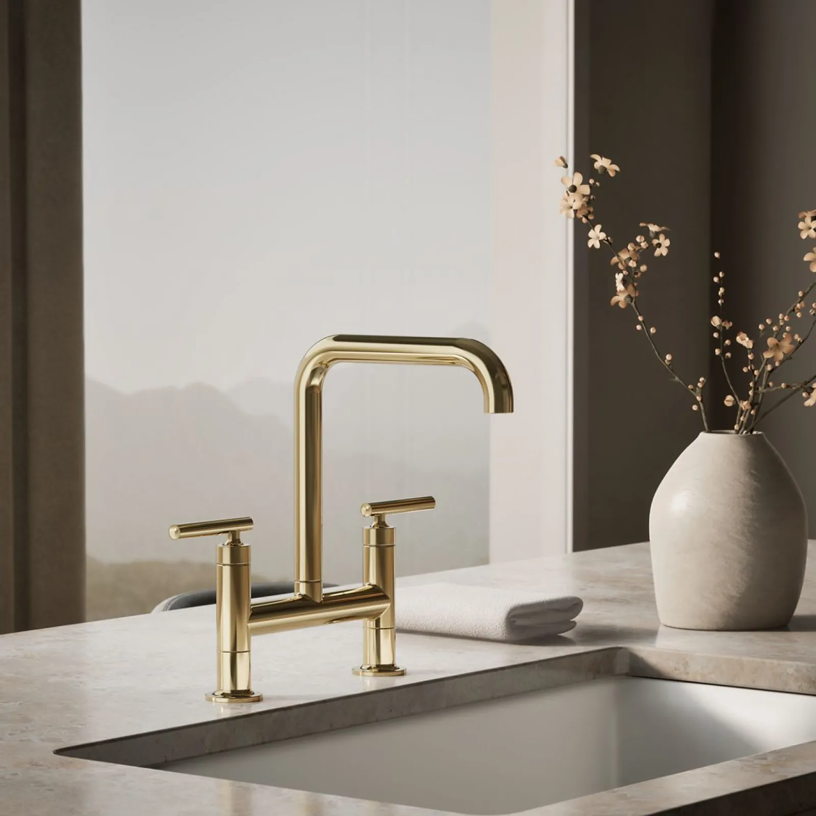Two-hole bridge kitchen sink faucet^Kohler Discount